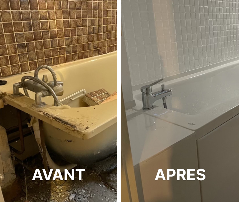 Image illustrant une pose d'une nouvelle baignoire