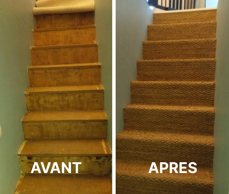 Image illustrant un escalier renové avec revêtement