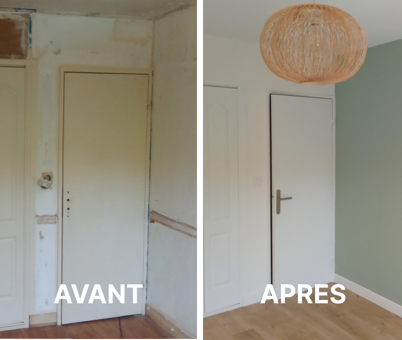 Image illustrant une renovation de chambre avec nouvelle peinture